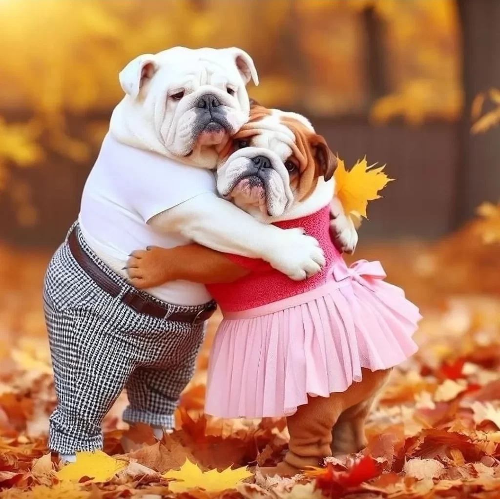 Bulldogs hugging