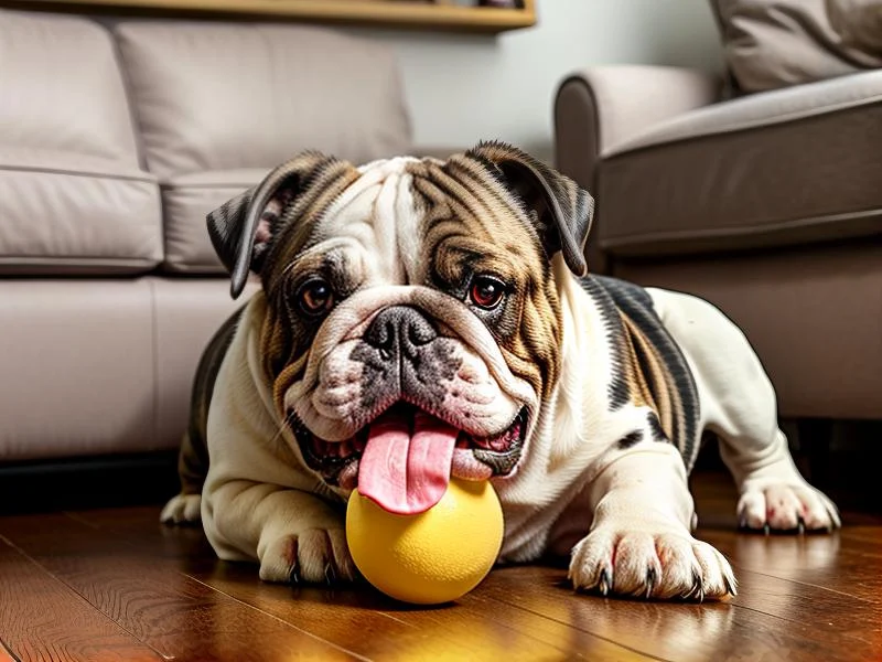 English Bulldog with a ball English Bulldog with a ball