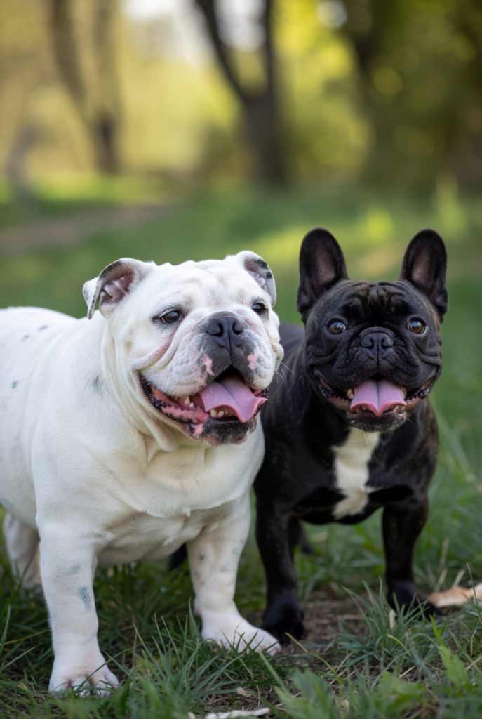Bulldogs Playing French and English Bulldogs Playing.